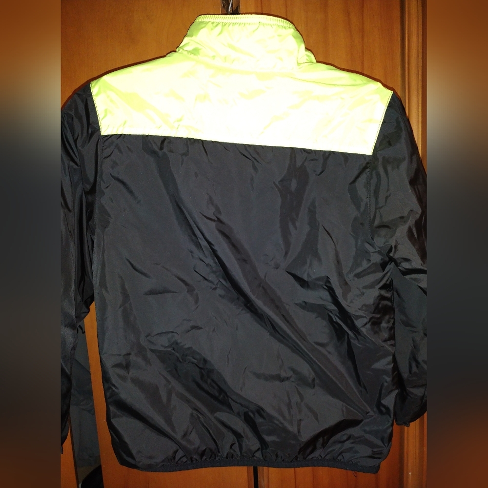 Child Youth Champion Jacket Windbreaker Size 8-10 Black and neon green - Picture 3 of 5